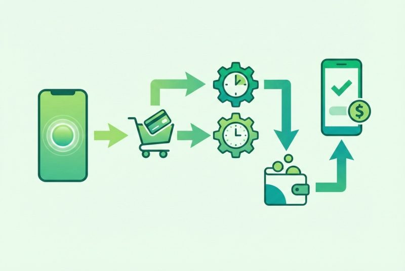 Proces od aktywacji zwrotu w aplikacji do przelewu na konto bankowe