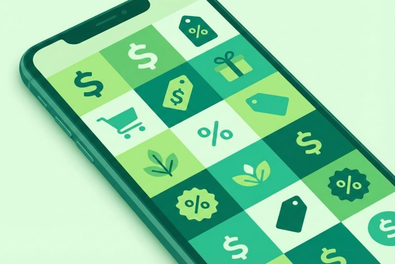 Zestaw ikon aplikacji Letyshops, Goodie i Picodi na ekranie telefonu