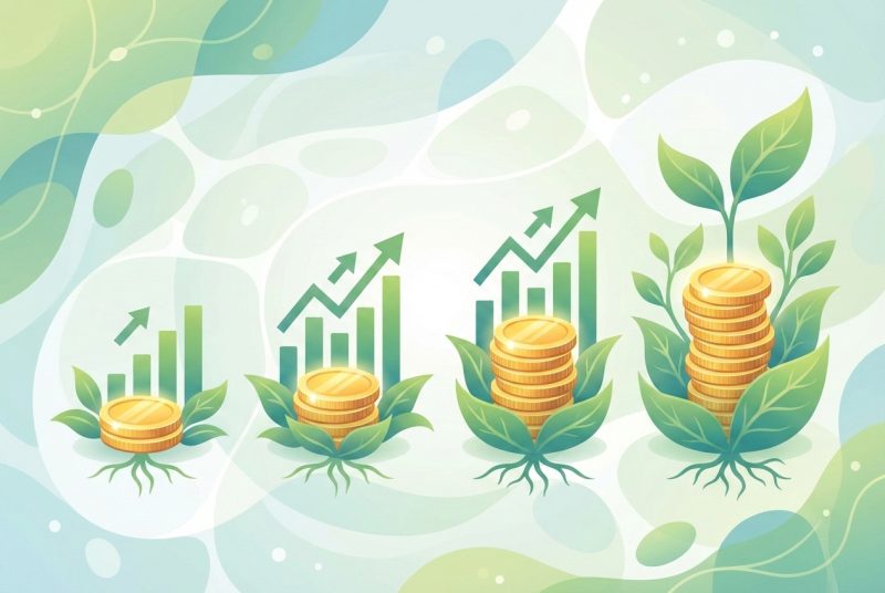 Wykresy wypłat dywidend z najmu nieruchomości i rosnący stos monet