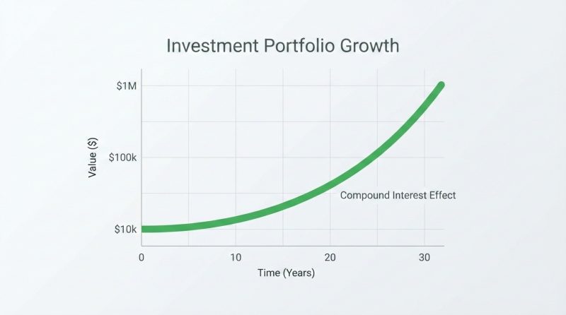 Wykres procentu składanego i wzrostu portfela ETF w długim terminie