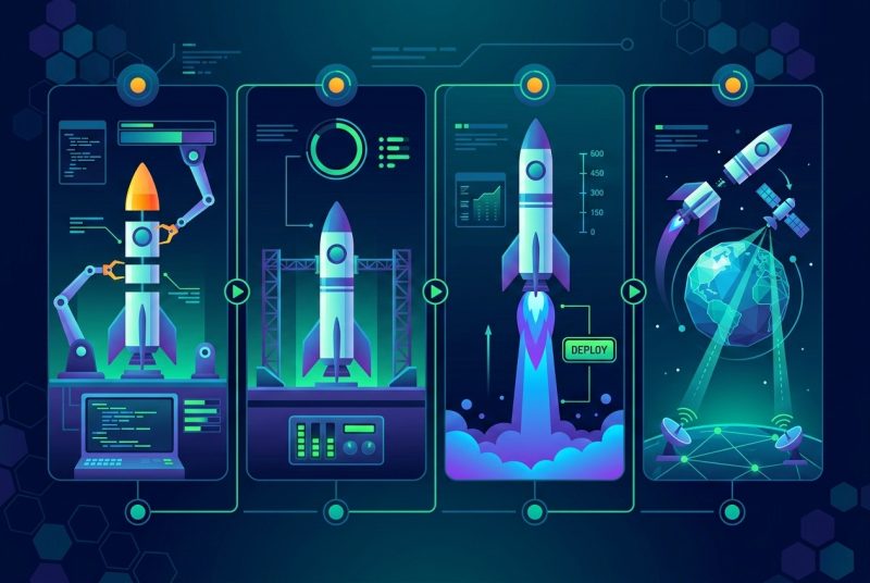 Start rakiety symbolizujący wdrożenie aplikacji