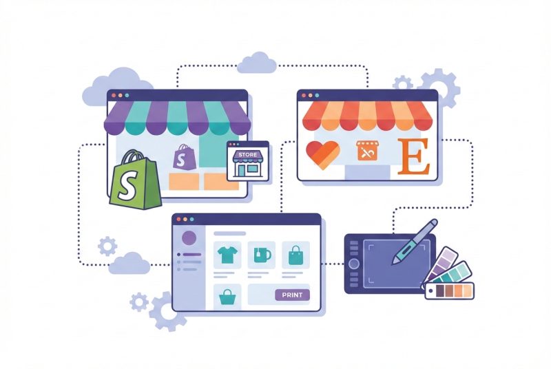 Zrzut ekranu z platformy Printful zintegrowanej ze sklepem Etsy