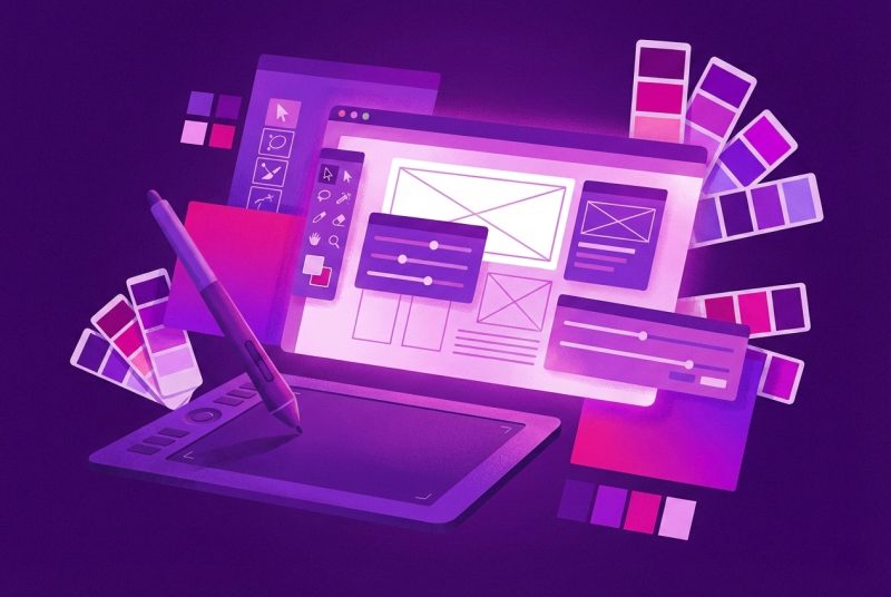 Katalog profesjonalnych narzędzi graficznych: tablet, oprogramowanie i próbnik kolorów