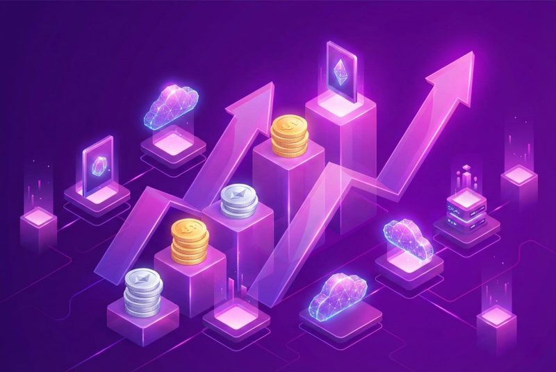 Wykresy wzrostu przychodów grafika freelancera i ikony sprzedaży cyfrowej