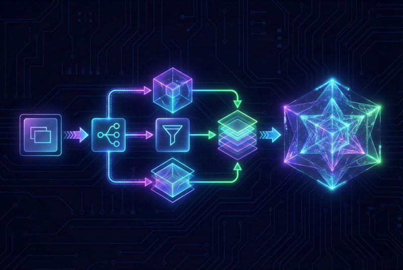 Grafika przedstawiająca kroki od nauki podstaw do wdrożenia systemów AI w korporacji