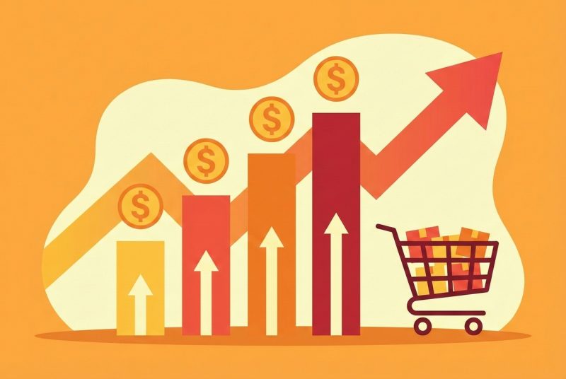 Wykres zysków i kosztów sklepu Shopify