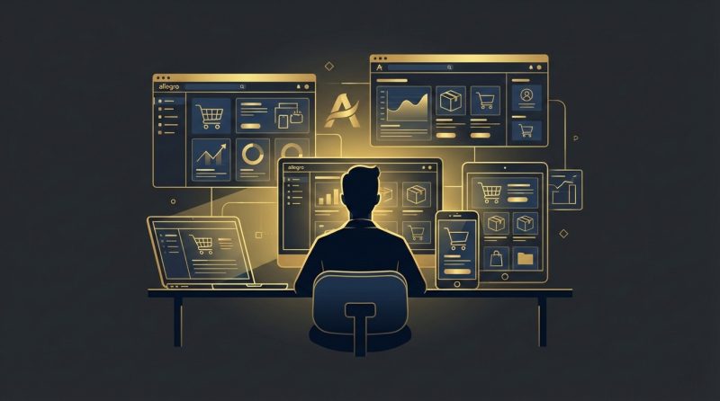 Przedsiębiorca analizujący statystyki sprzedaży w panelu Allegro