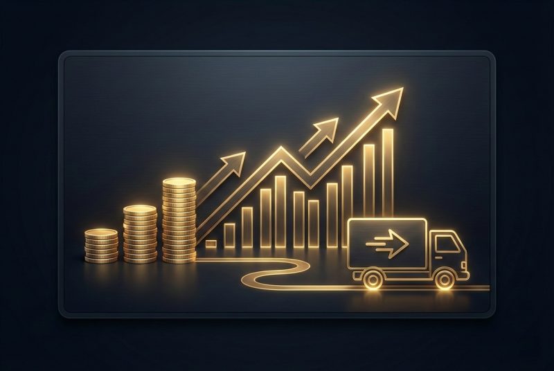 Wykresy finansowe pokazujące wzrost zysków ze sprzedaży na Allegro