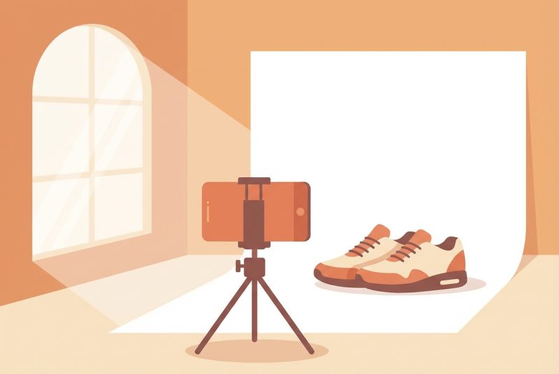 Proces robienia zdjęcia ubrania smartfonem przy dobrym świetle