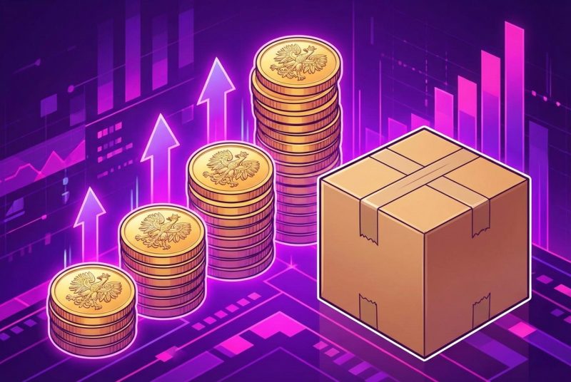 Stosy ubrań gotowych do wysyłki i smartfon z powiadomieniami o sprzedaży