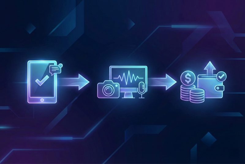 Proces od akceptacji testu na smartfonie do otrzymania przelewu na PayPal