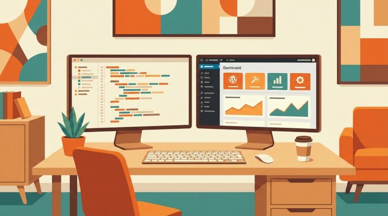 Programista pracujący nad nową stroną internetową na WordPressie