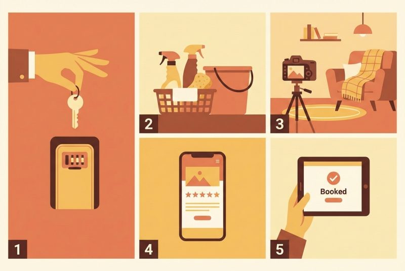 Krok po kroku: przygotowanie mieszkania pod Airbnb — klucze, sprzątanie, zdjęcia, aplikacja mobilna
