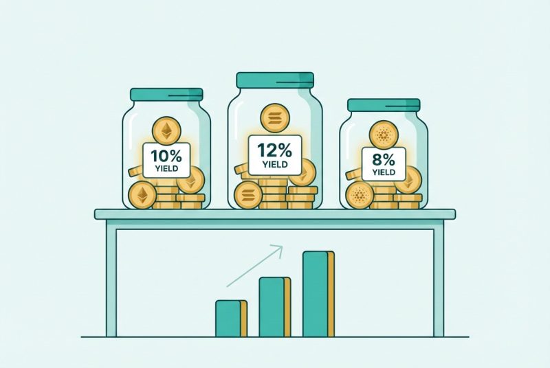 Porównanie stawek APY dla stakingu kryptowalut — ETH, SOL, ADA, DOT i Polygon
