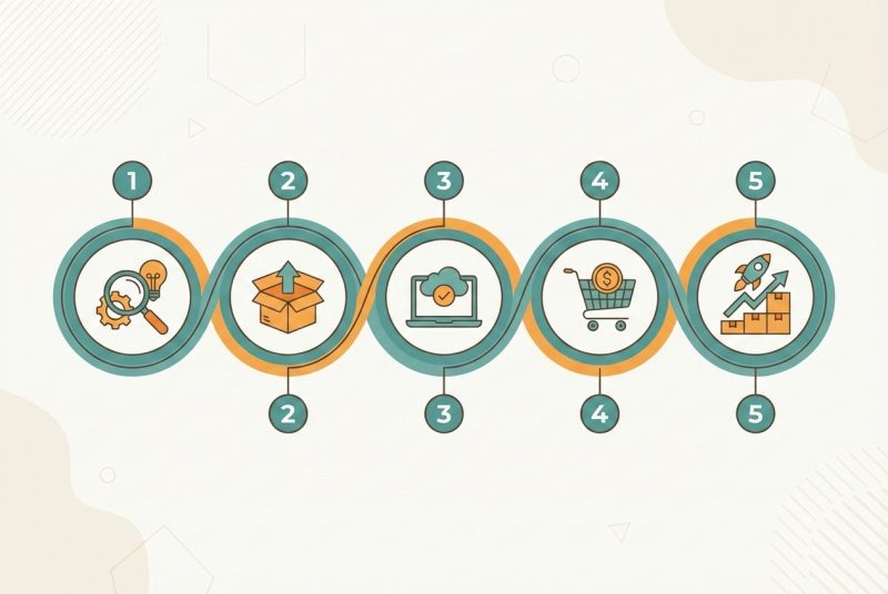 Grafika przedstawiająca proces przesyłki towaru do magazynu Amazon FBA