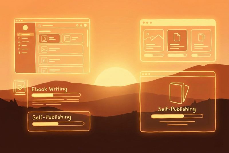 Zestaw narzędzi do tworzenia e-booków: Canva, ChatGPT i edytor tekstu