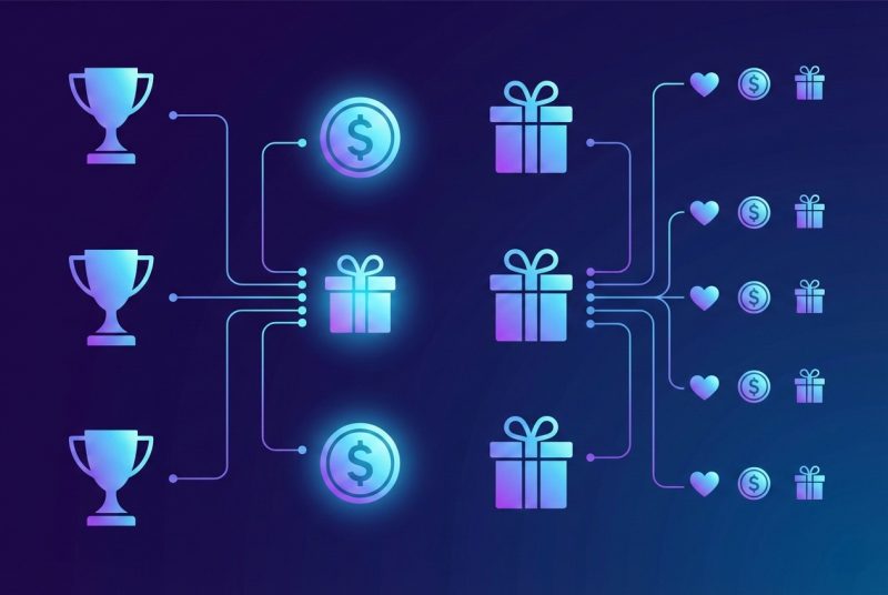 Wirtualny portfel z nagrodami e-sportowymi i ikonami darowizn