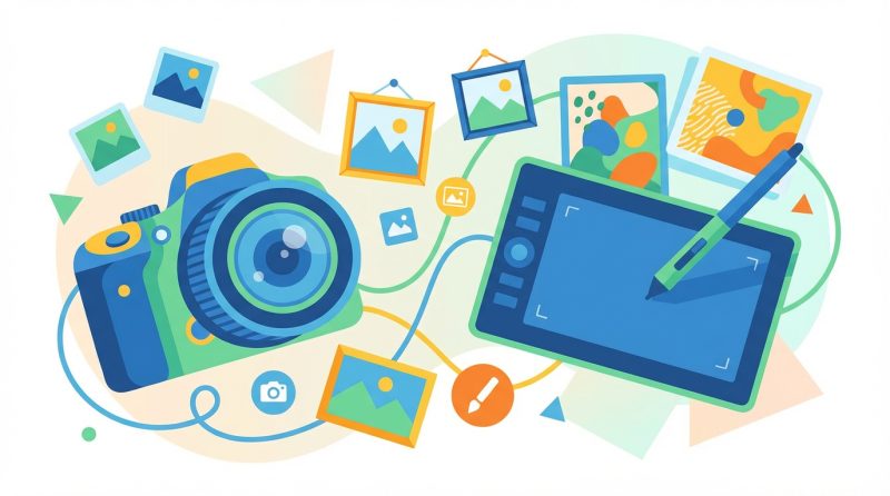 Artysta grafik pracujący nad ilustracjami cyfrowymi w nowoczesnym studio