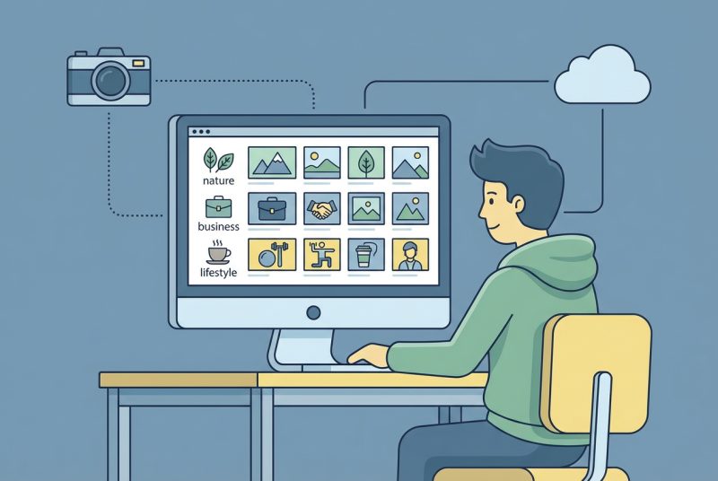 Proces przesyłania i tagowania grafik na platformie stockowej