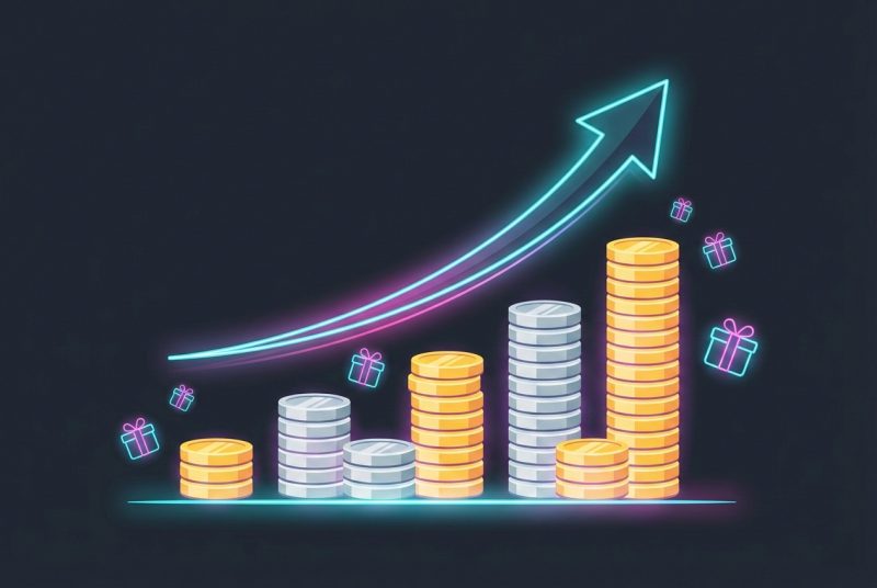 Portfel z dolarami i ikonami prezentów z TikToka